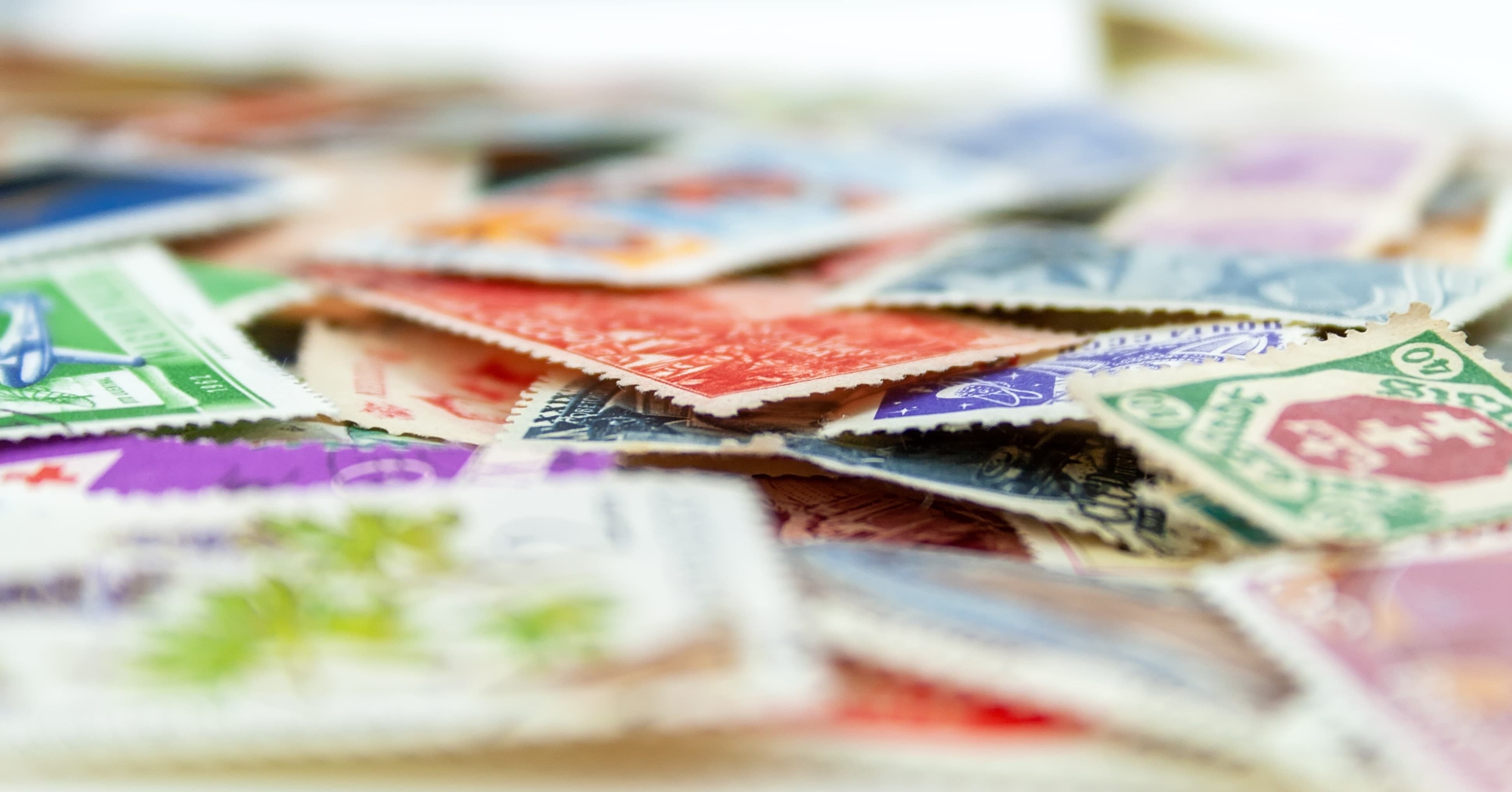 a close-up of postage stamps