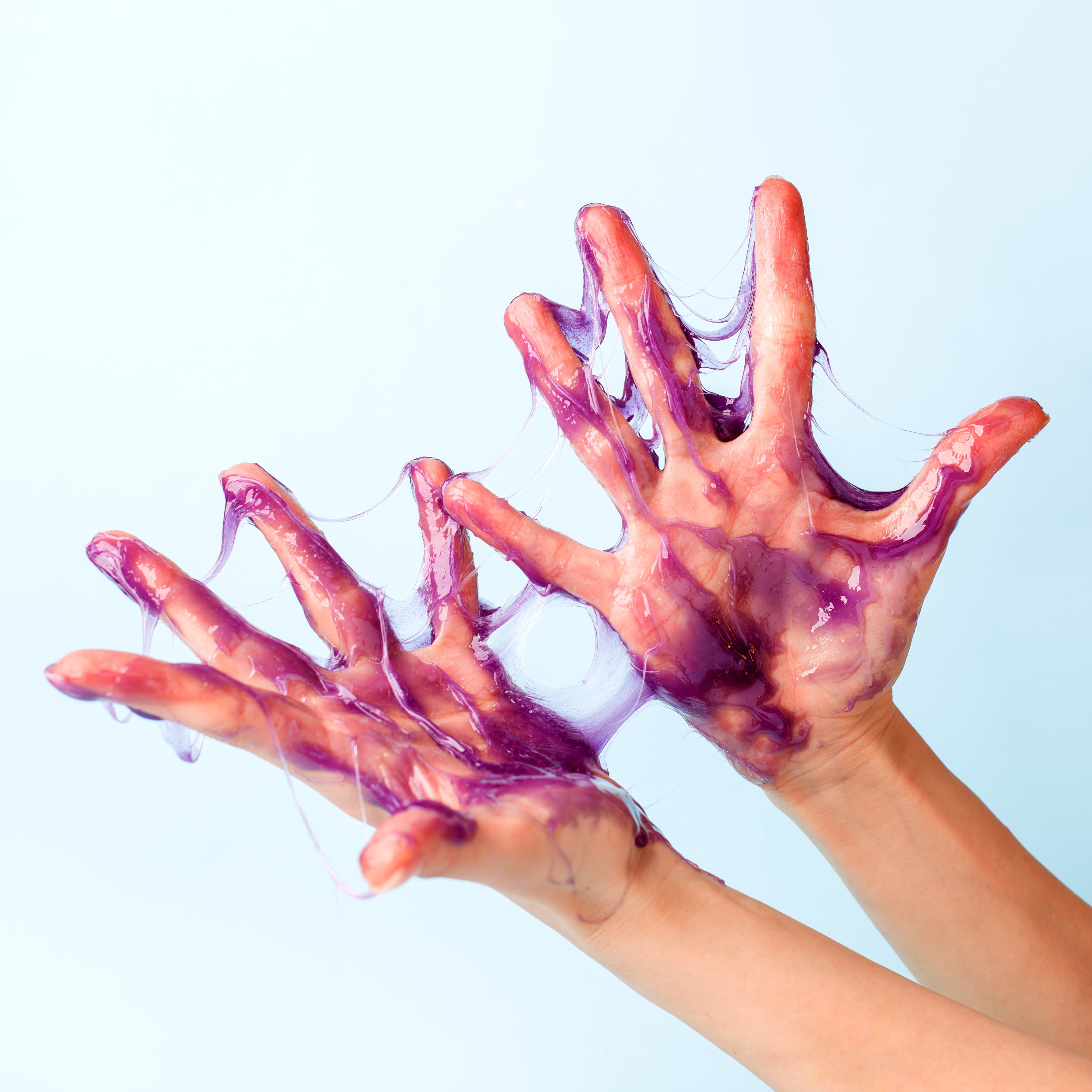 hands covered in a sticky substance