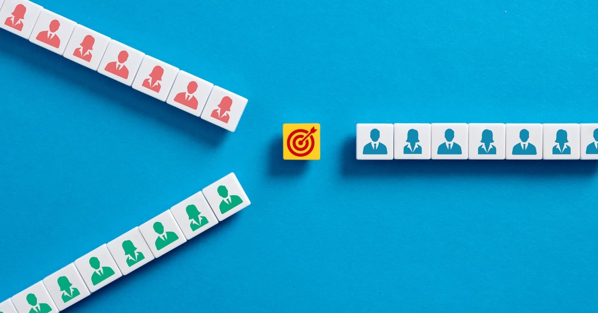 a row of people icons meeting together
